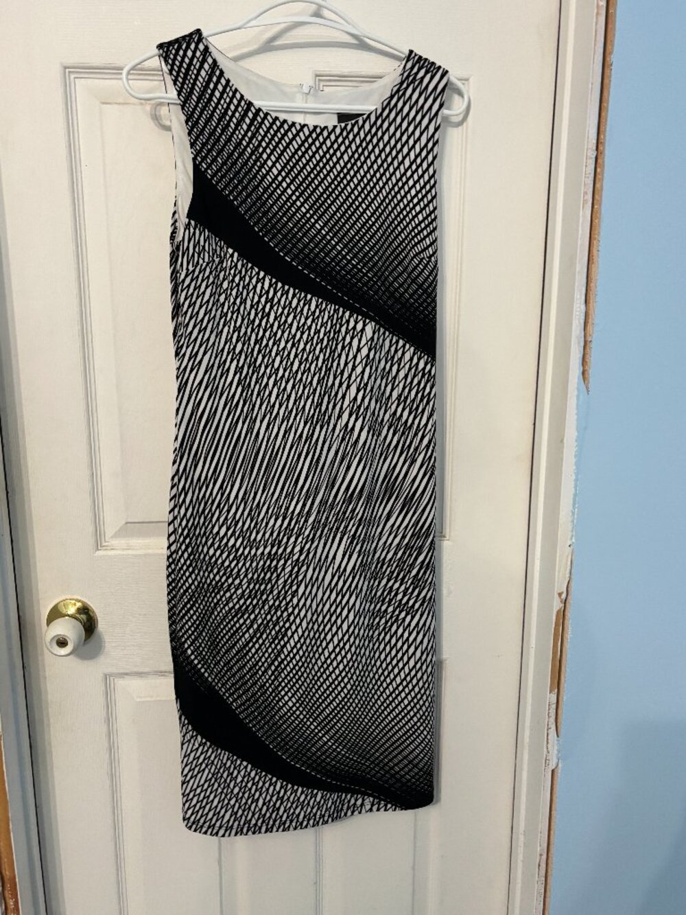 FRANK LYMAN DESIGN , BLACK & WHITE GEOMETRIC PRINT STRETCHY DRESS , SIZE 4